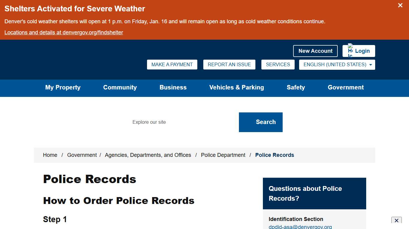 Police Records - City and County of Denver